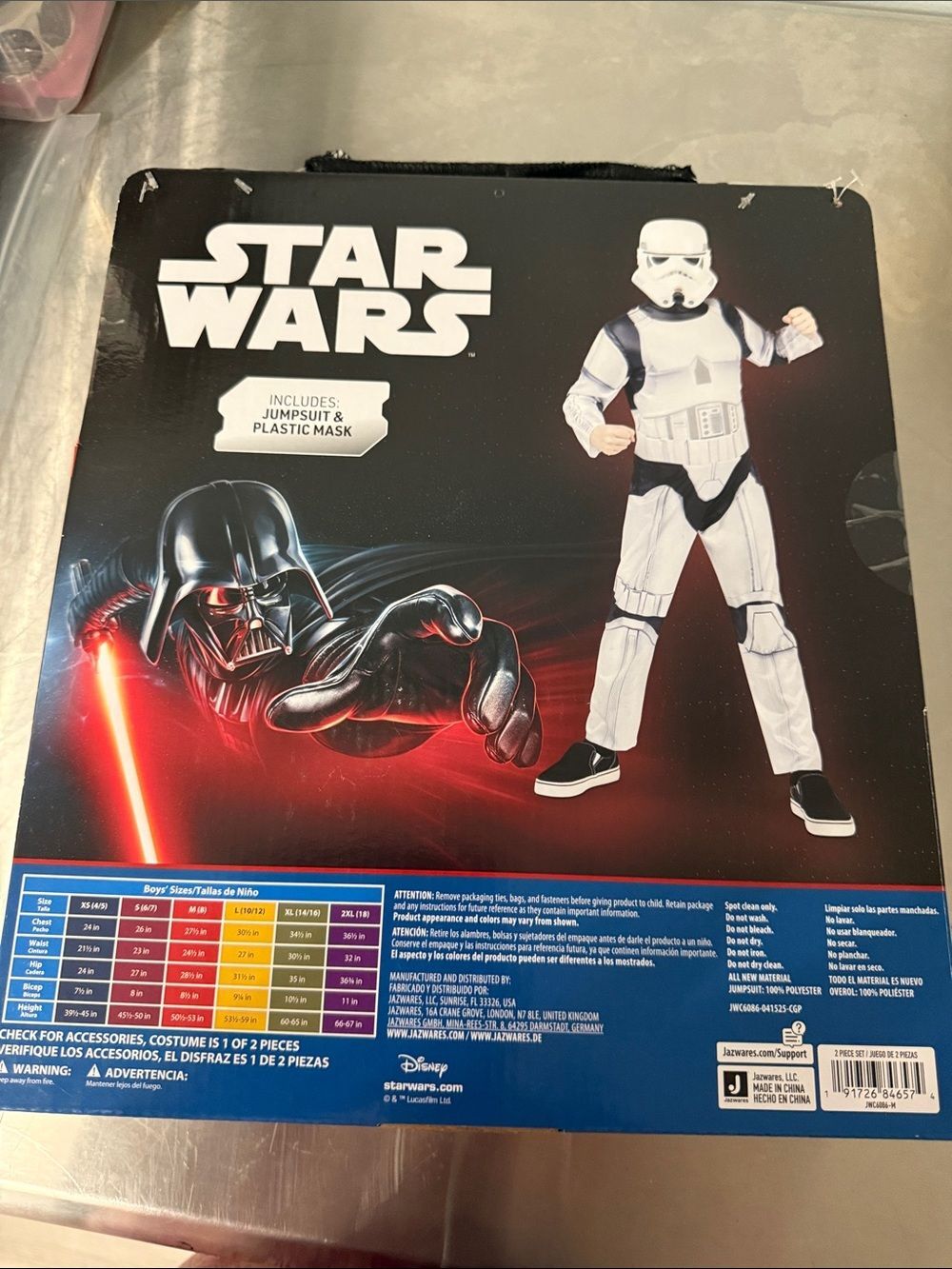 Star Wars Stormtrooper Halloween Costume for Children Youth Boys Girl Size M(8) - Picture 4 of 7